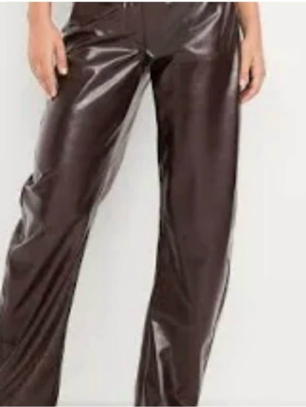 New Faux Leather Wide-Leg Pants in Dark Browny size 12